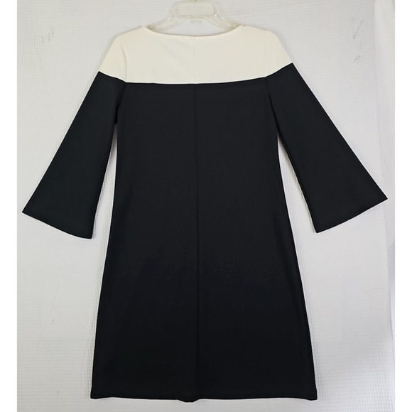 GAP~Woman Sz XS~Black/White Color Block Long Bell Sleeve Dress Boat Neck Unlined - Picture 8 of 13
